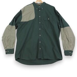Cabelas Mens Button Down Shirt XL Tall Green 100% Cotton‎ Outdoor Workwear